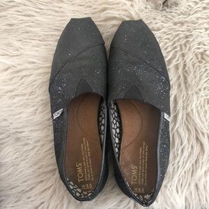 Women’s Black Glittery Toms Size 8.5